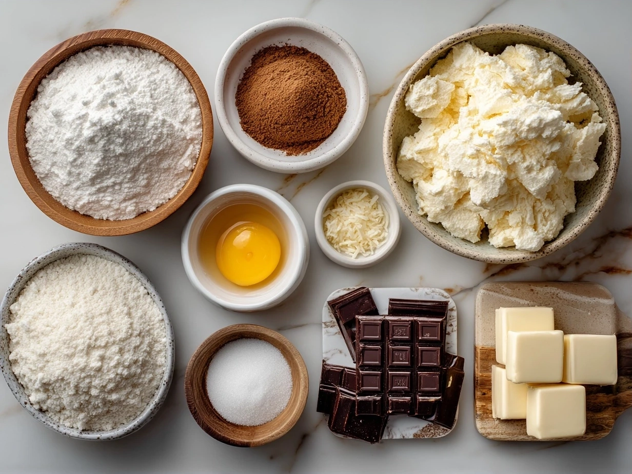 Ingredients for Classic Dirt Cake Delight laid out on a kitchen counter