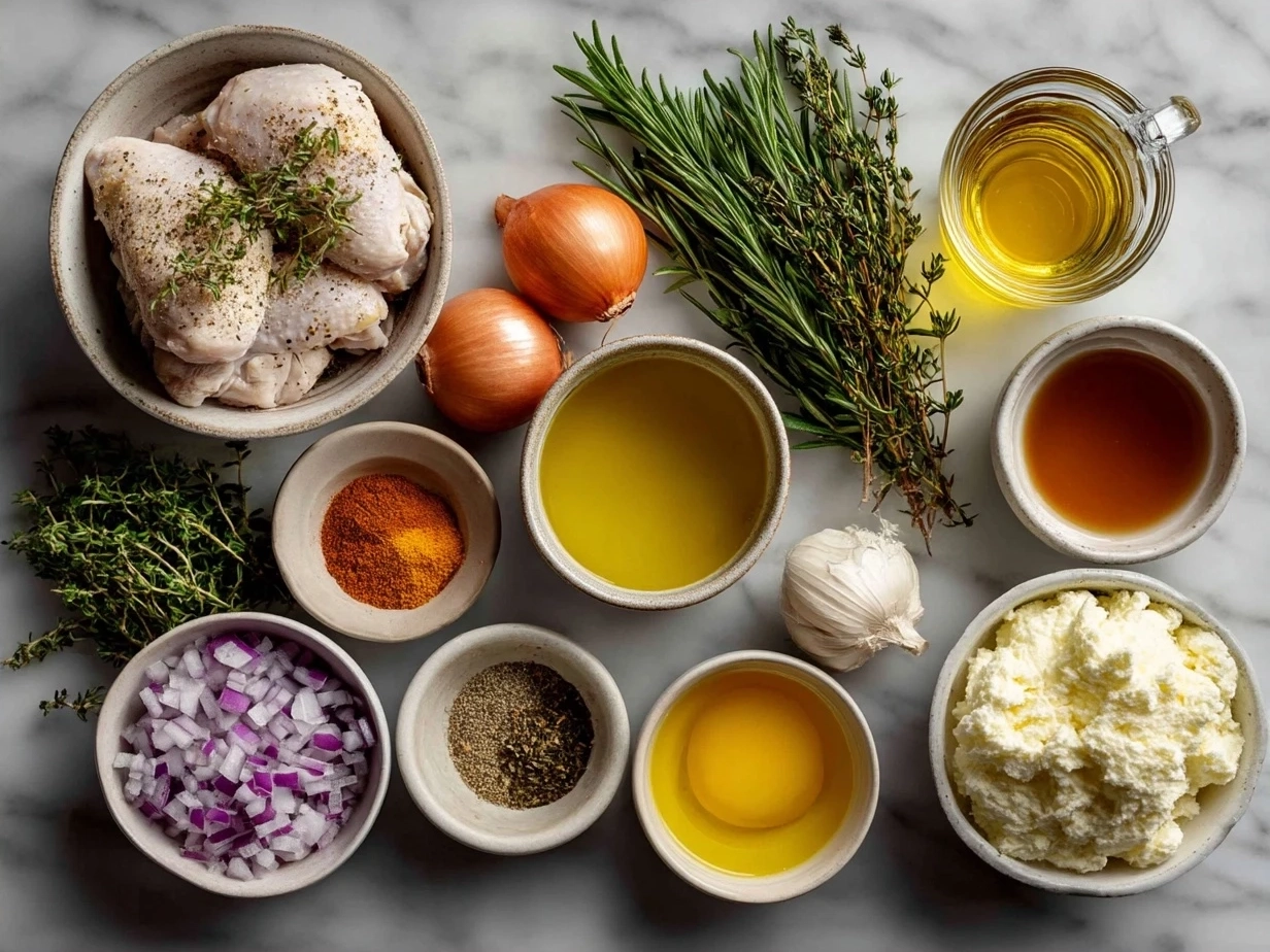Ingredients for Crock Pot Angel Chicken arranged on a kitchen counter