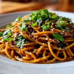 Freshly prepared Cold Sesame Noodles plated