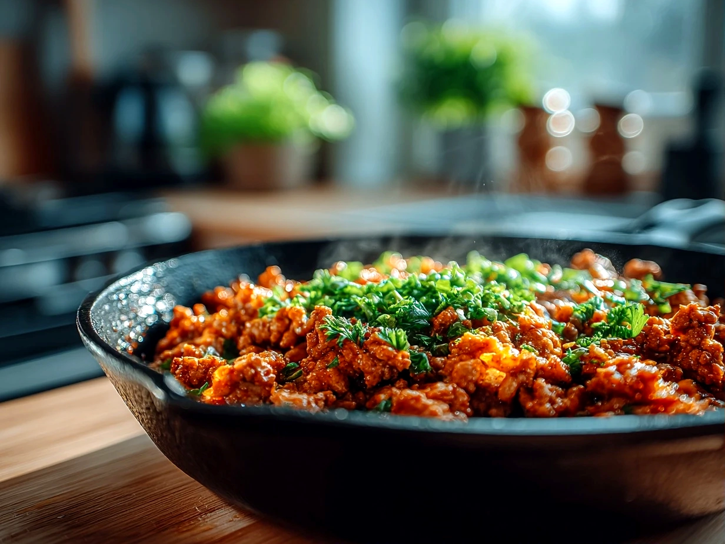 Freshly Prepared Honey Garlic Ground Turkey Close-up