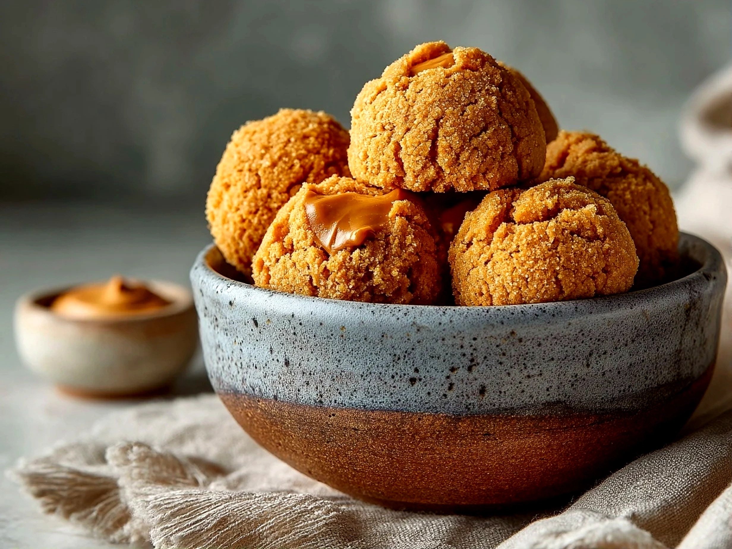 Freshly prepared peanut butter cookie bites with visible steam