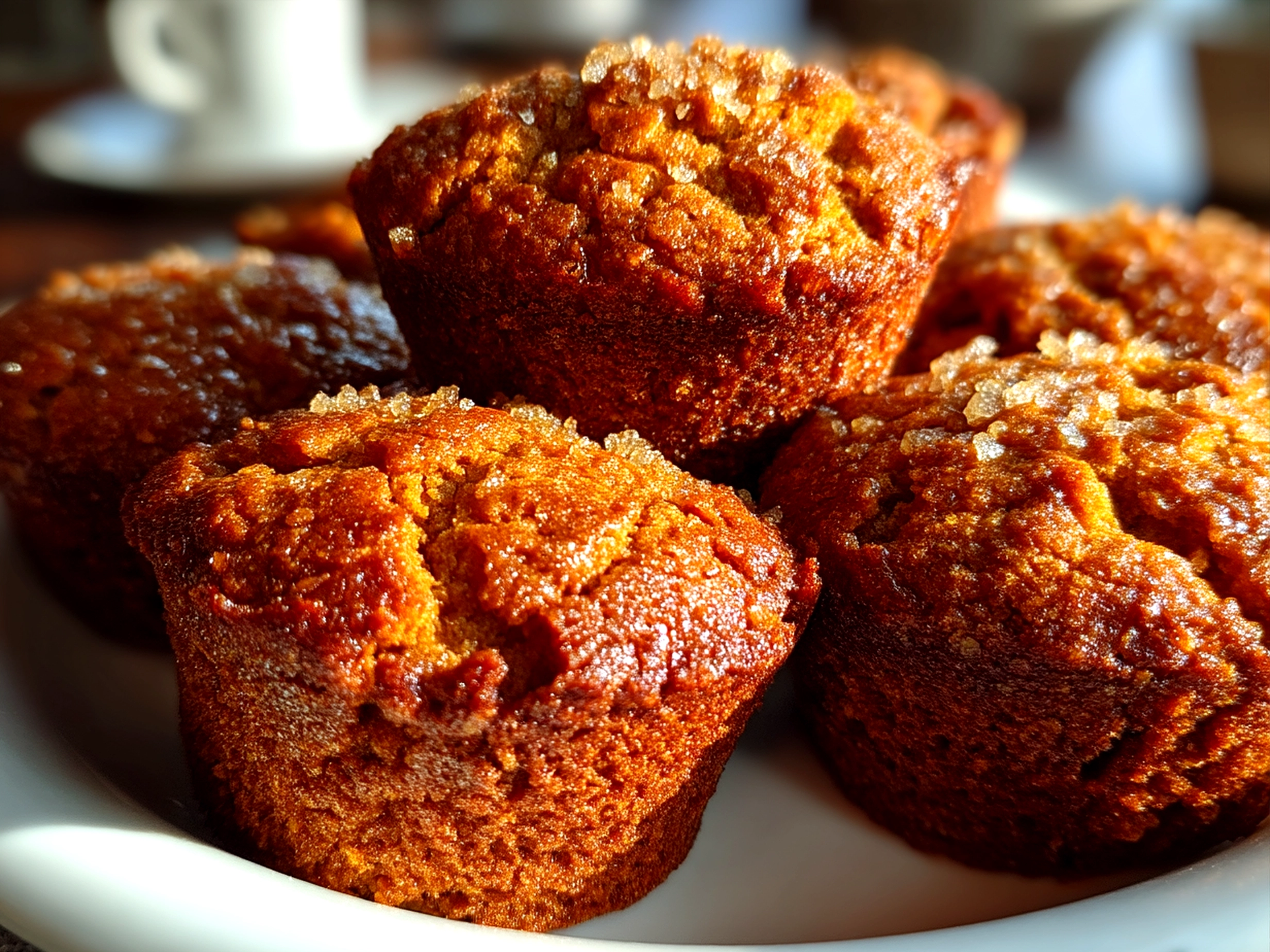 A rustic serving of Gingerbread Protein Snacks on a wooden tray with a warm drink