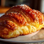 home cook, iPhone 14. Close-up slight angle of comforting croissant bake on white plate. hearty comforting --ar 4:3 --style raw --s 240