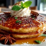 homemade chai spiced pancakes close up