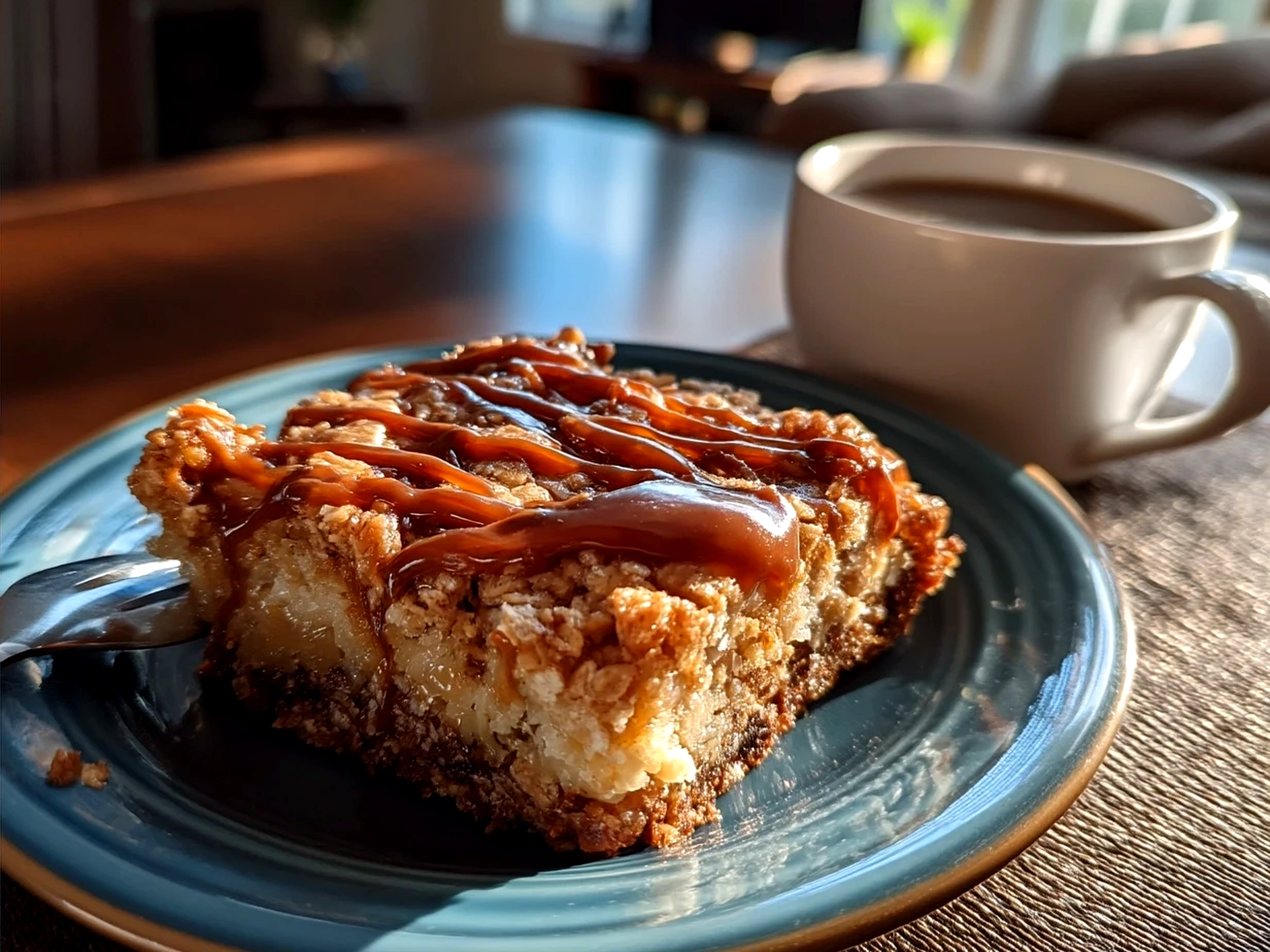Finished Peanut Butter Banana Oat Bars served on a rustic plate with fresh banana slices and a sprinkle of cinnamon
