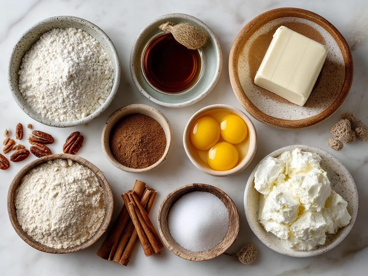Ingredients for protein pancakes laid out on a wooden table