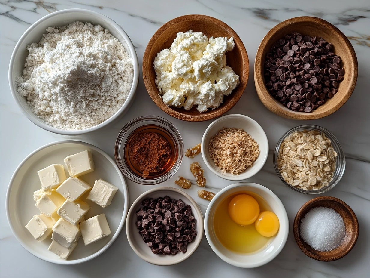 Ingredients for Cookie Dough Greek Yogurt with Chocolate Chips: Greek yogurt, almond flour, maple syrup, vanilla extract, sea salt, mini chocolate chips