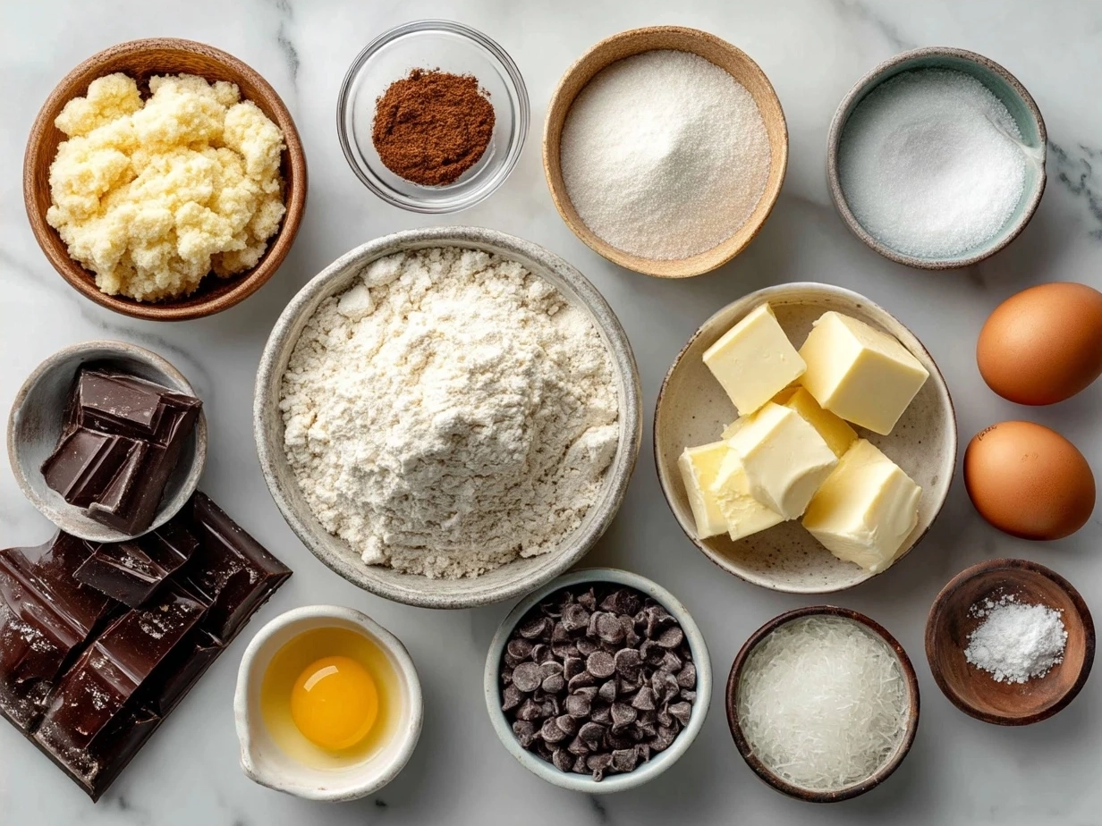 Ingredients for Cookies Cream Skillet Cookie laid out on a kitchen counter