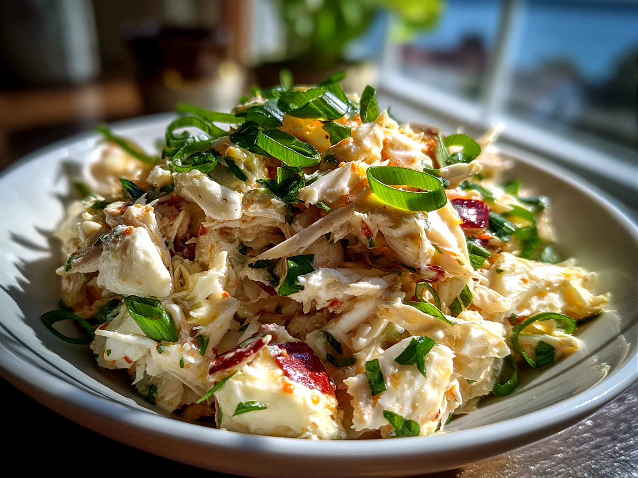 Chilled Crab Salad served elegantly garnished with lemon zest and fresh dill