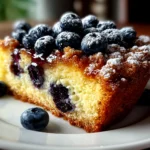 Freshly baked Blueberry Sour Cream Coffee Cake close-up