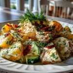 Freshly Prepared Greek Yogurt Potato Salad with Cucumbers