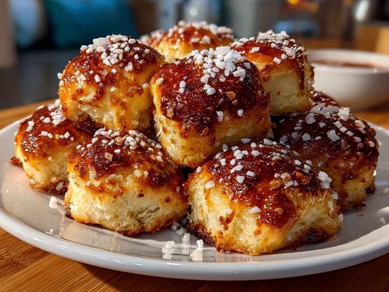 Freshly prepared sourdough discard pretzel bites on a clean counter