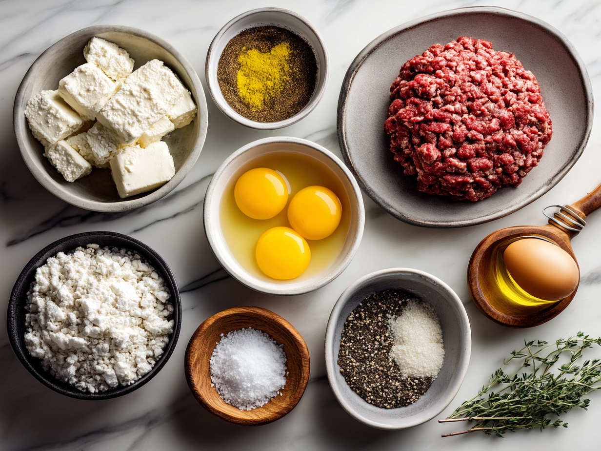 Ingredients for Ground Beef Stroganoff: ground beef, mushrooms, onions, sour cream, spices