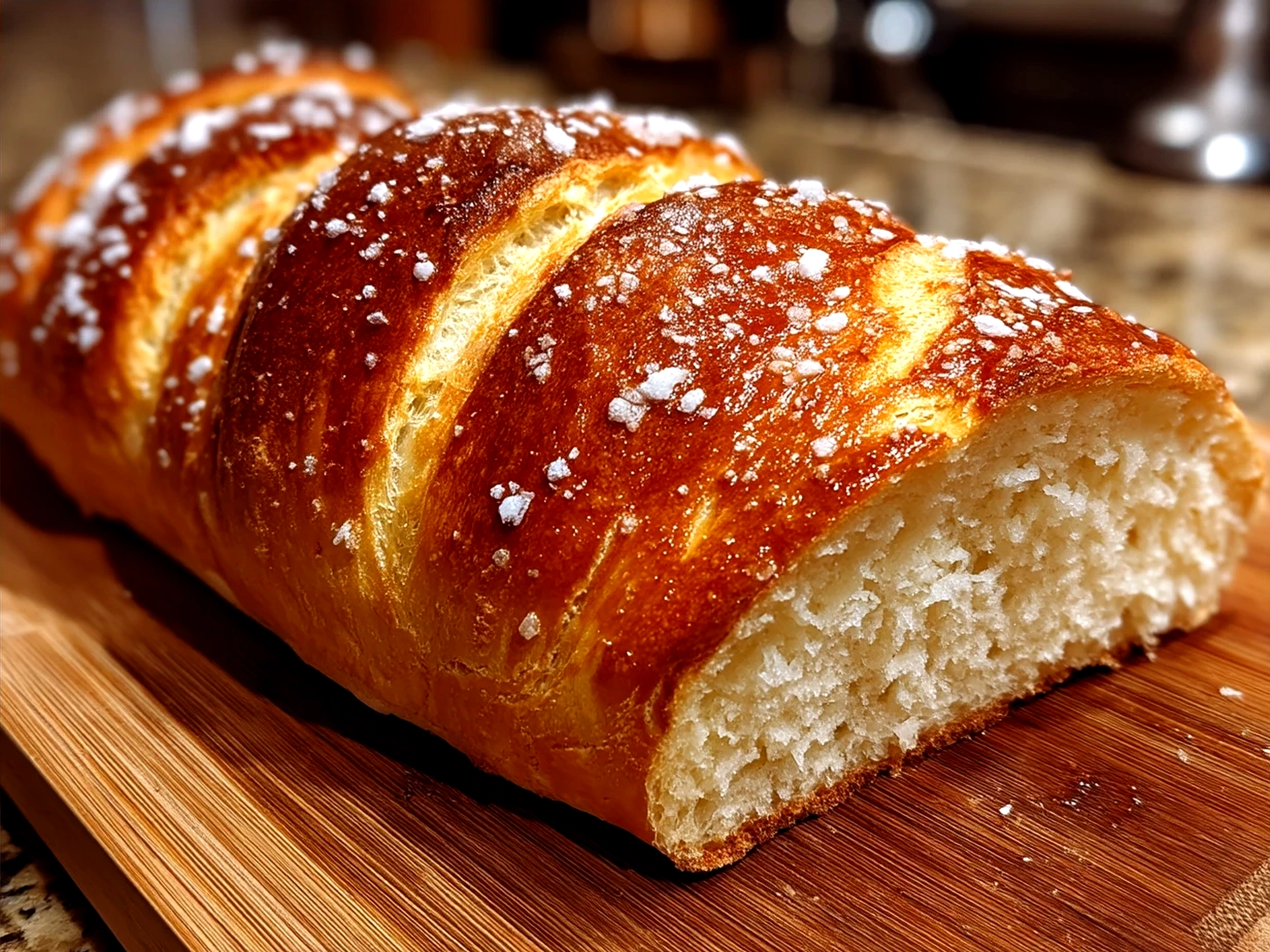 Freshly baked homemade bread sliced and arranged nicely in a basket with linen
