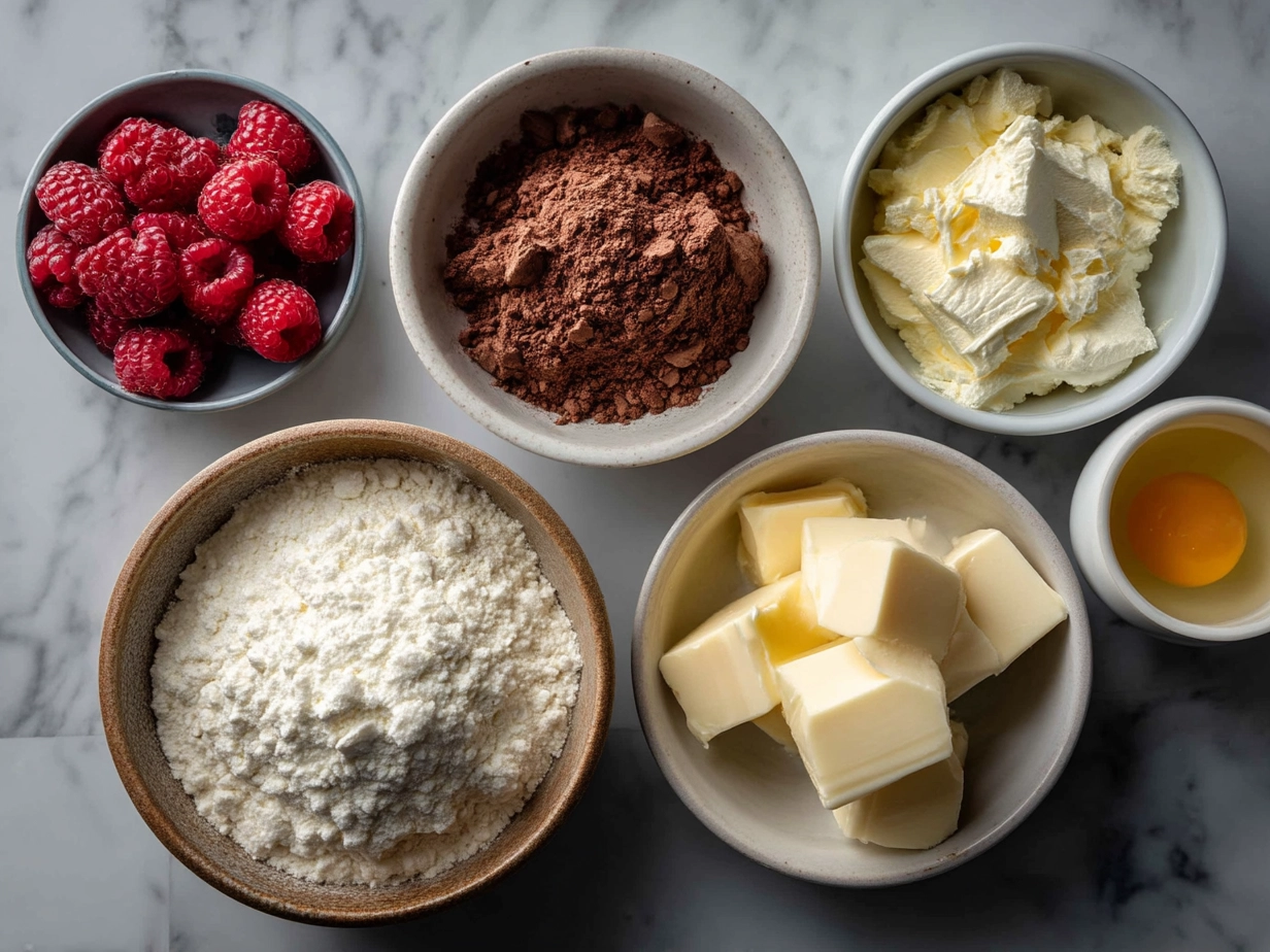 Ingredients for Raspberry Cheesecake Truffles laid out