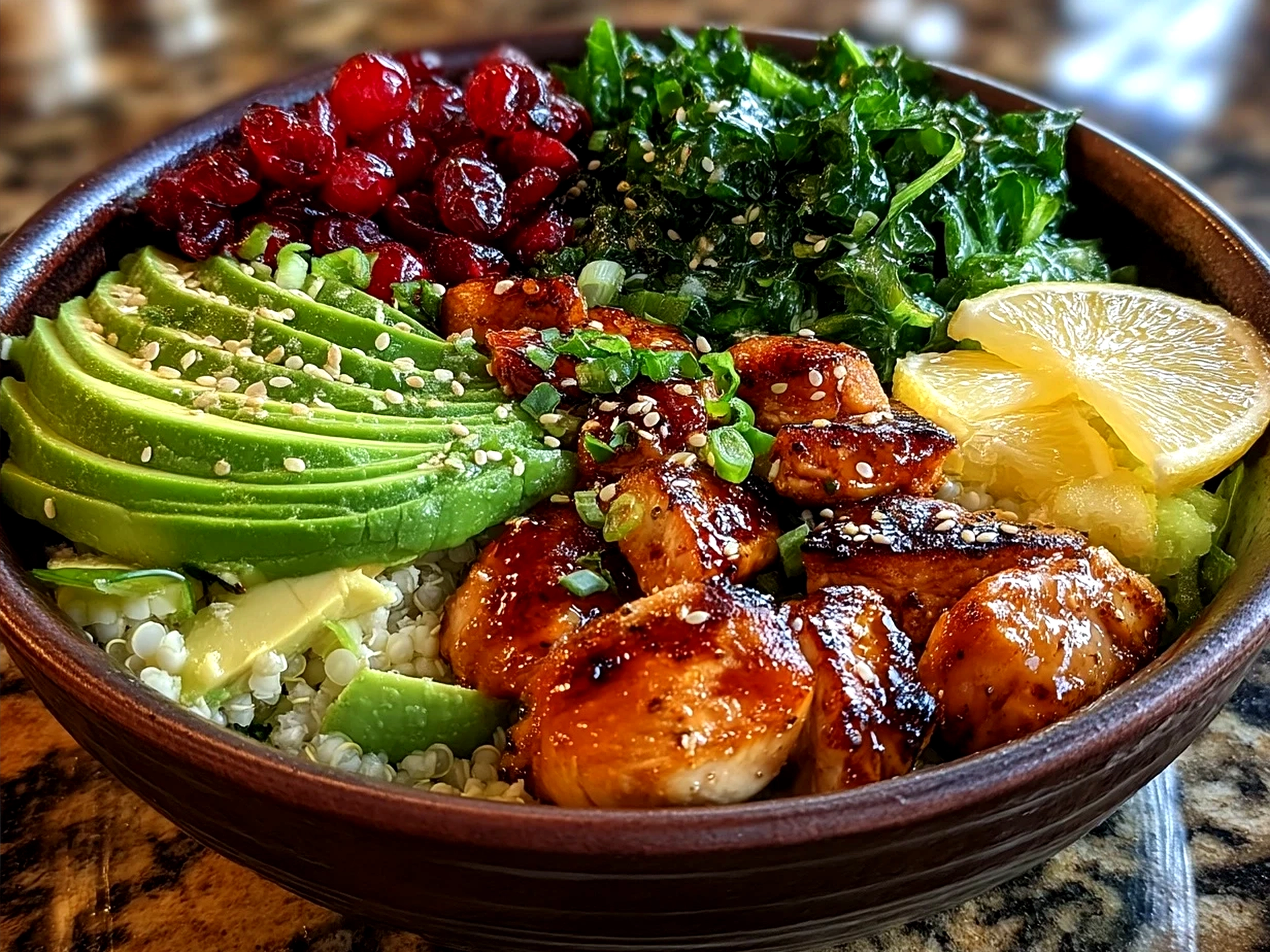 Served Superbowl Food Nourish Bowl with vibrant colors and fresh ingredients ready for game day