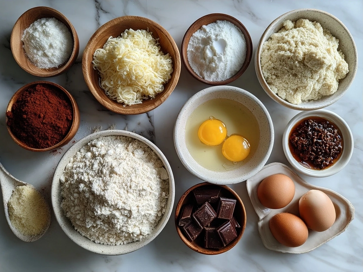 Ingredients for Valentines Cakes Nice Cream Bowl including bananas, avocado, almond butter and cake pieces